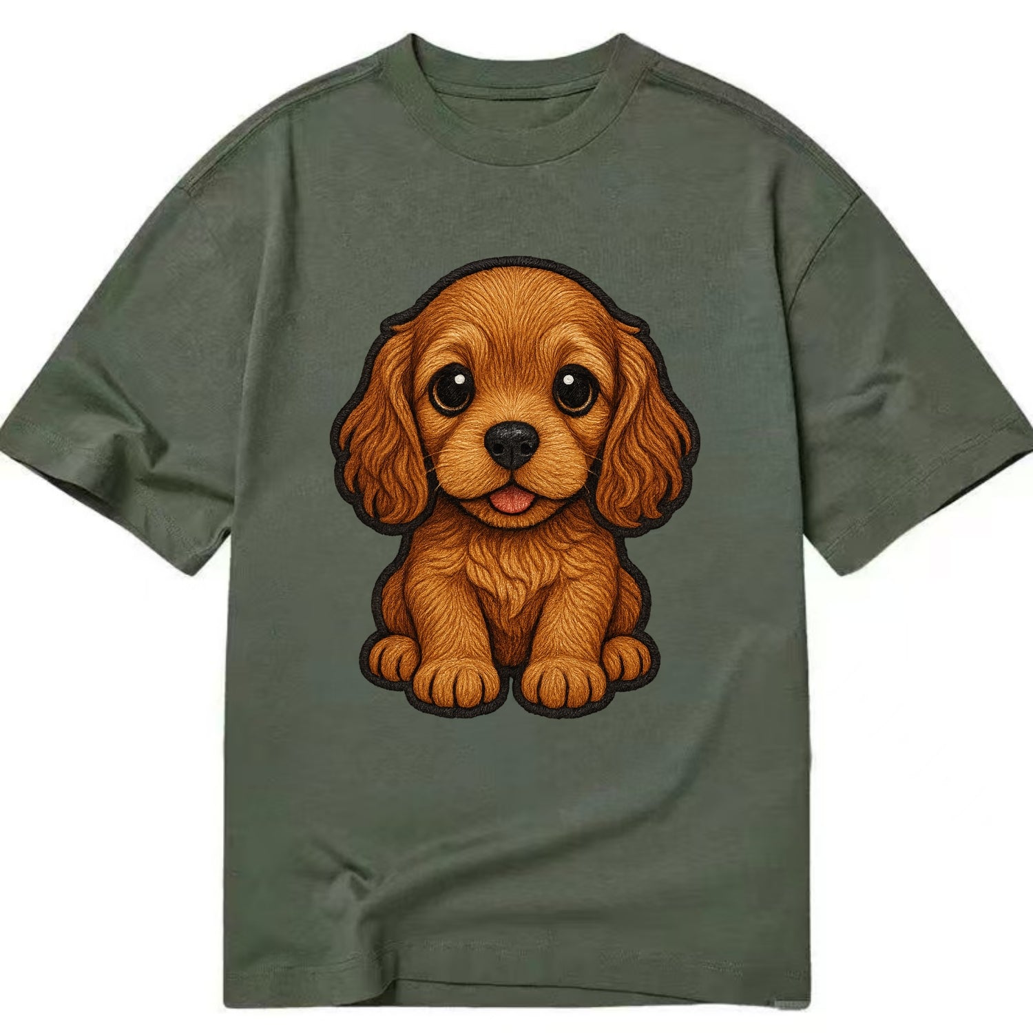 Baby Cocker Spaniel Puppy - long wavy ears, soulful eyes, silky coat, - Classic T-shirt - Army Green