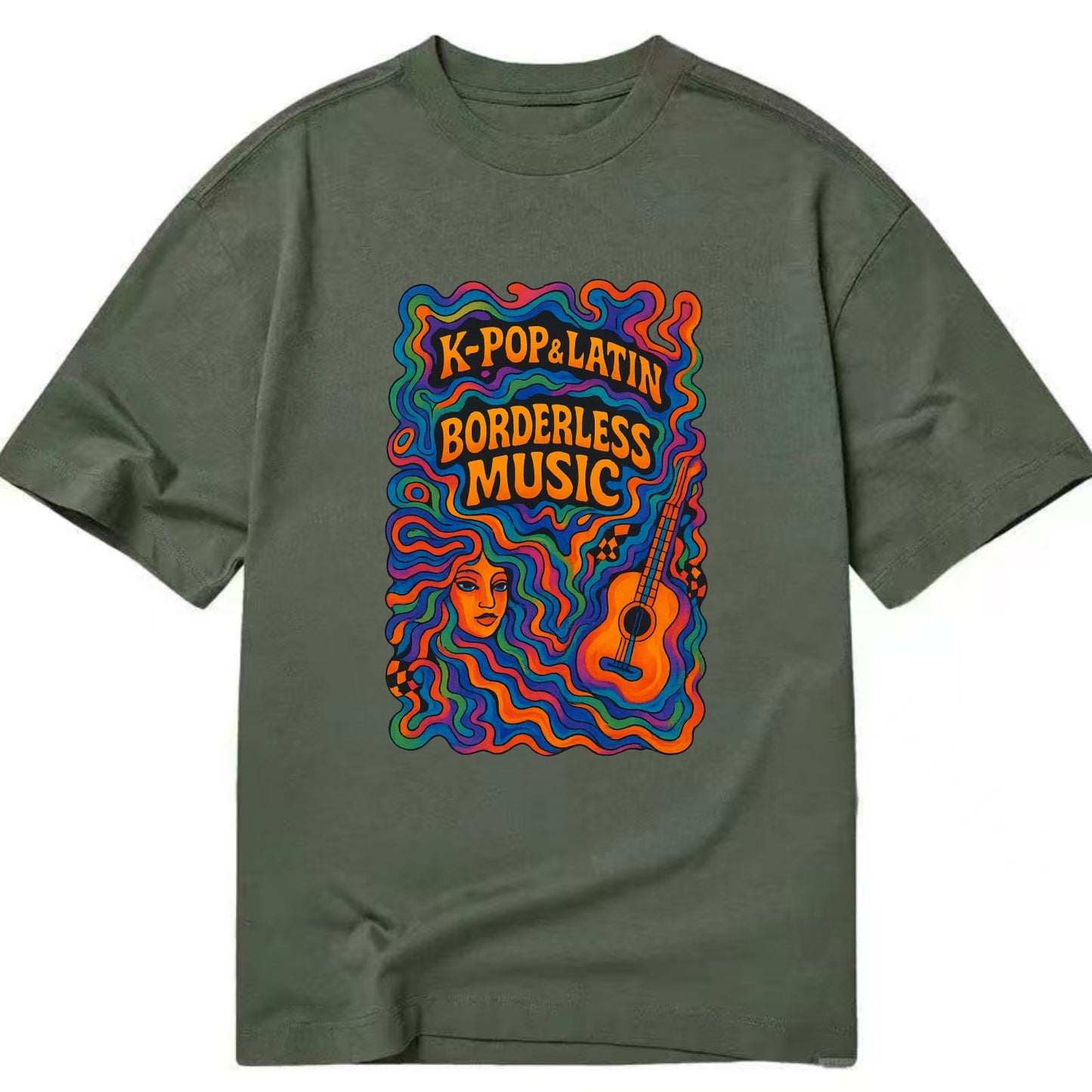 K-Pop and Latin fusion explosion - "Borderless Music" - cross-cultural sounds - Classic T-shirt - Army Green