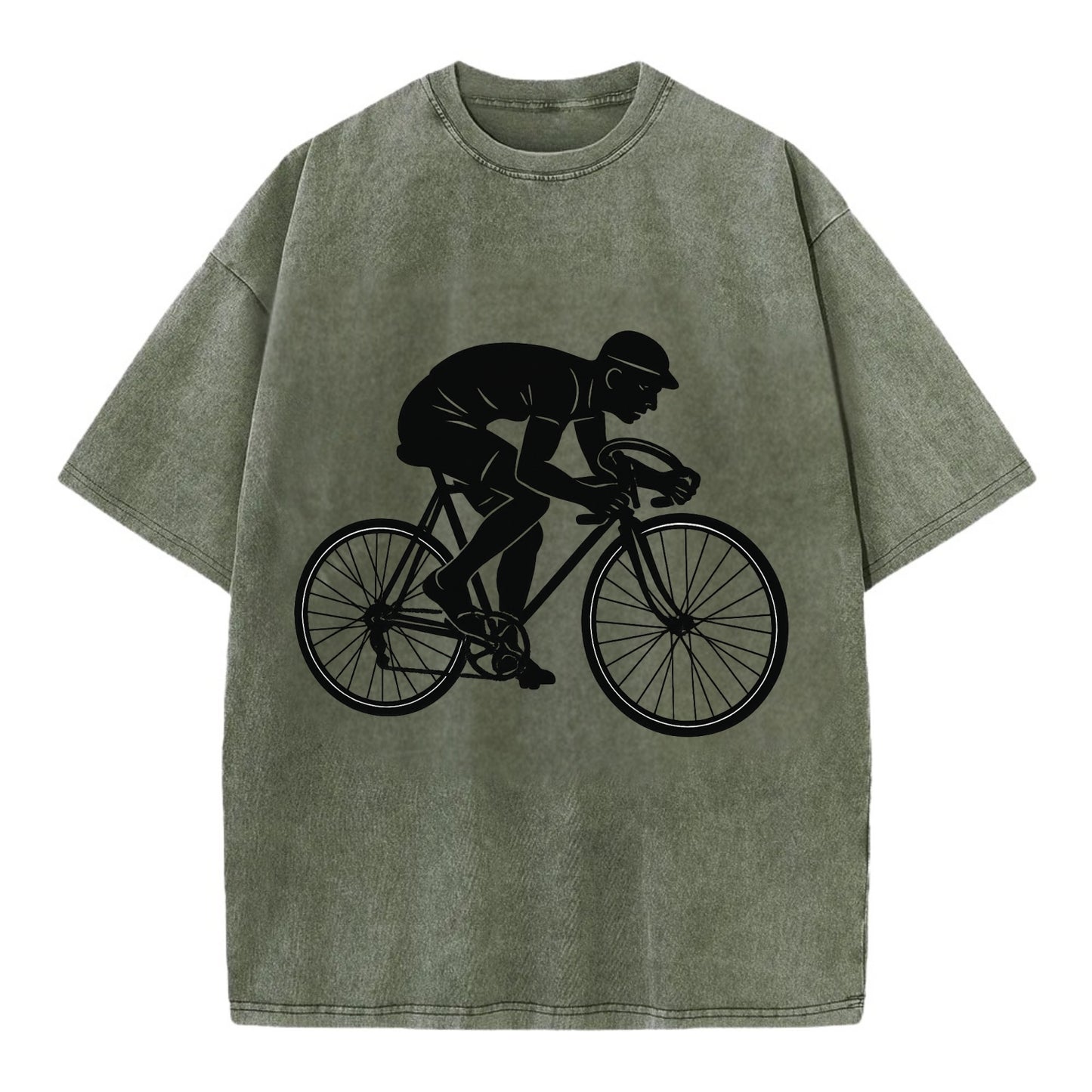 Cyclist sprinting in racing position - Vintage T-shirt - Army Green