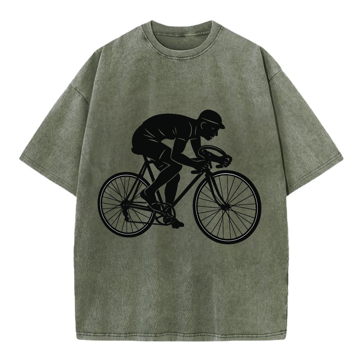 Cyclist sprinting in racing position - Vintage T-shirt - Army Green