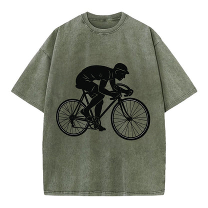 Cyclist sprinting in racing position - Vintage T-shirt - Army Green