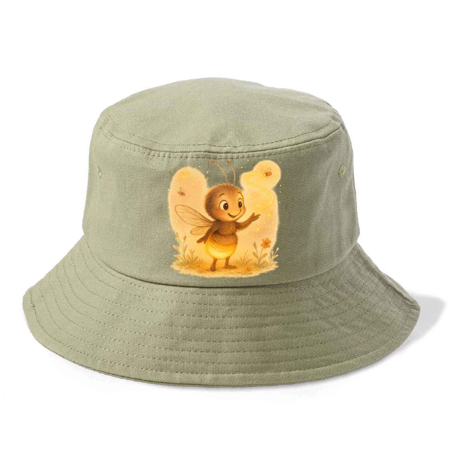 Firefly choreographer arranging synchronized light patterns over a meadow stage - Bucket Hat - Army Green