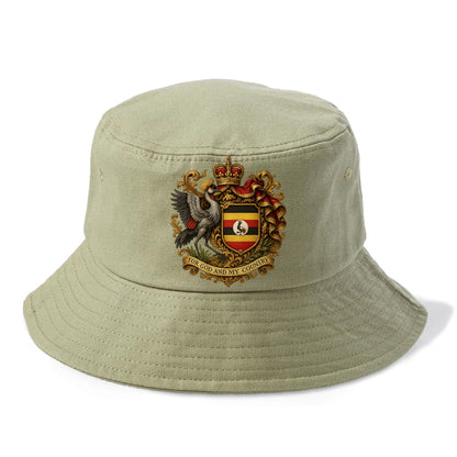 Uganda Crested Crane Emblem  - Bucket Hat - Army Green