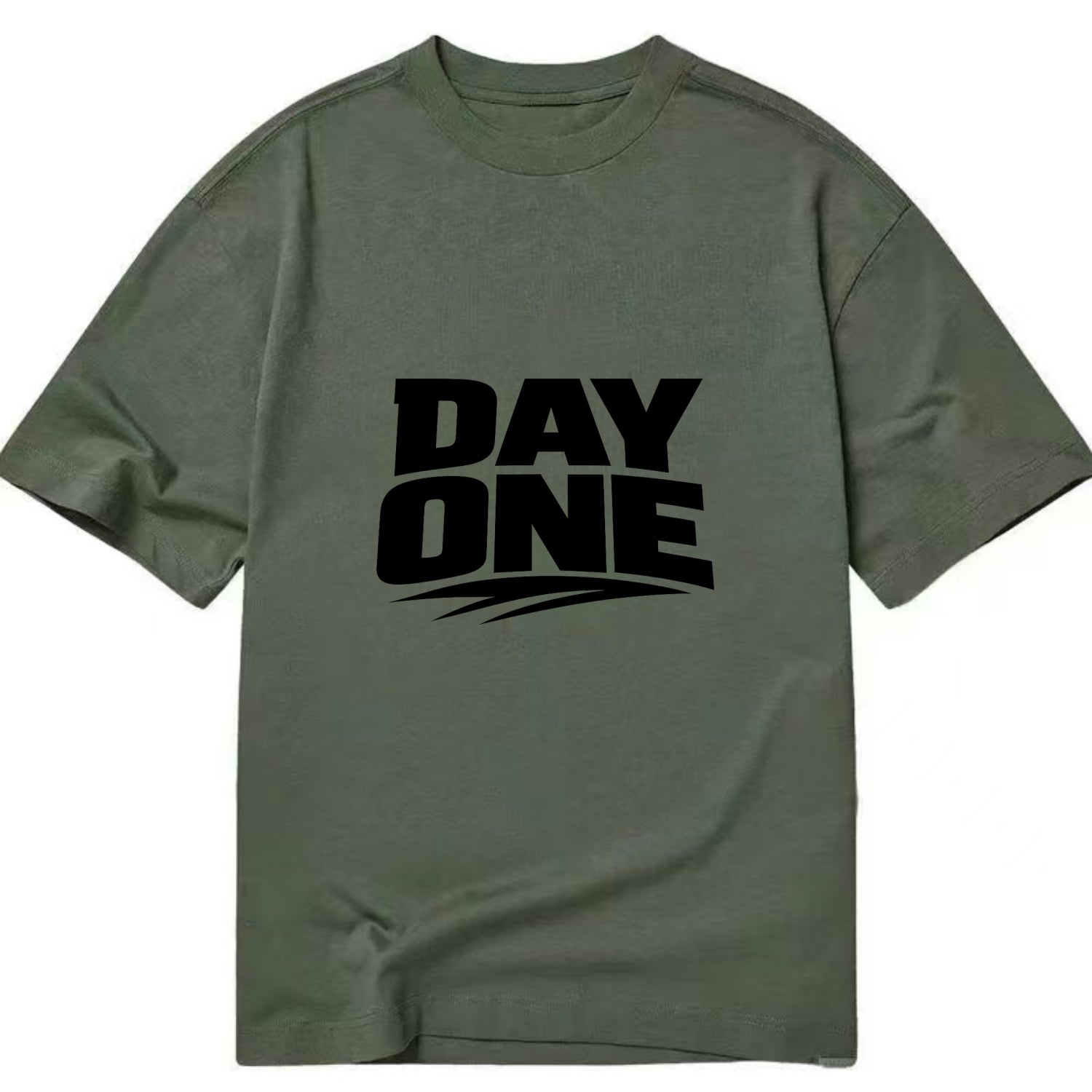 Bold typography design - "DAY ONE" - original friend, from the start - Classic T-shirt - Army Green