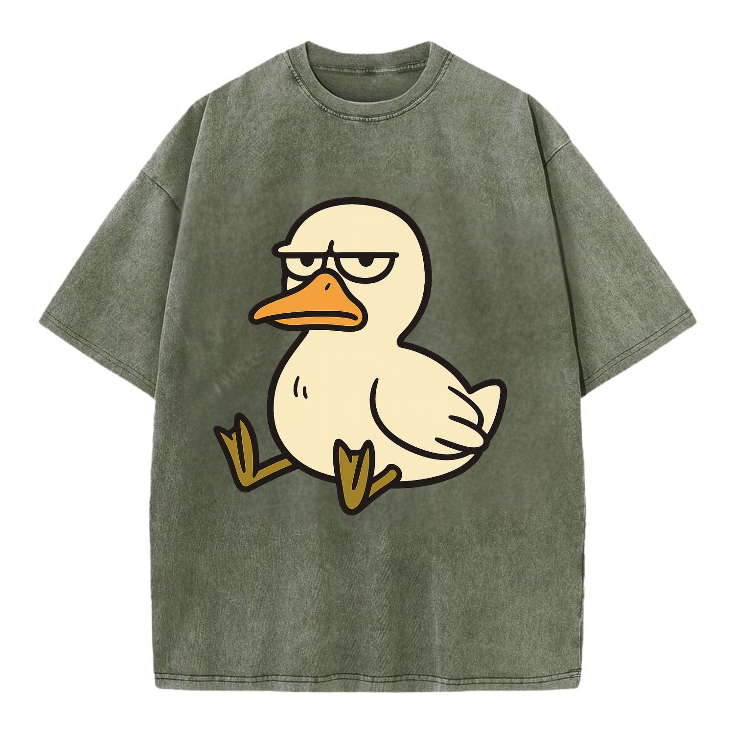 The Duck Judging Silently - Vintage T-shirt - Army Green