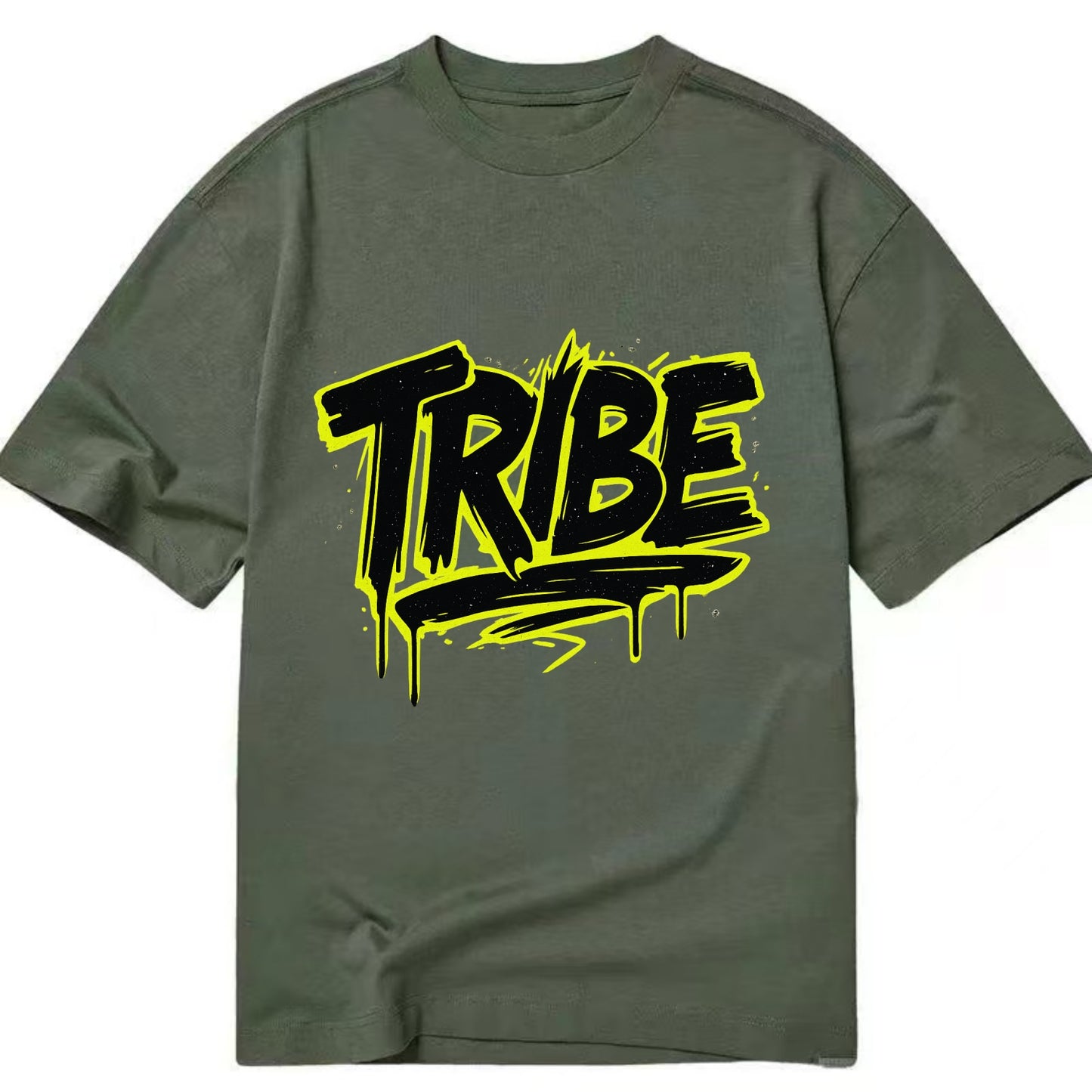 Bold typography design - "TRIBE" - your community, your group - Classic T-shirt - Army Green