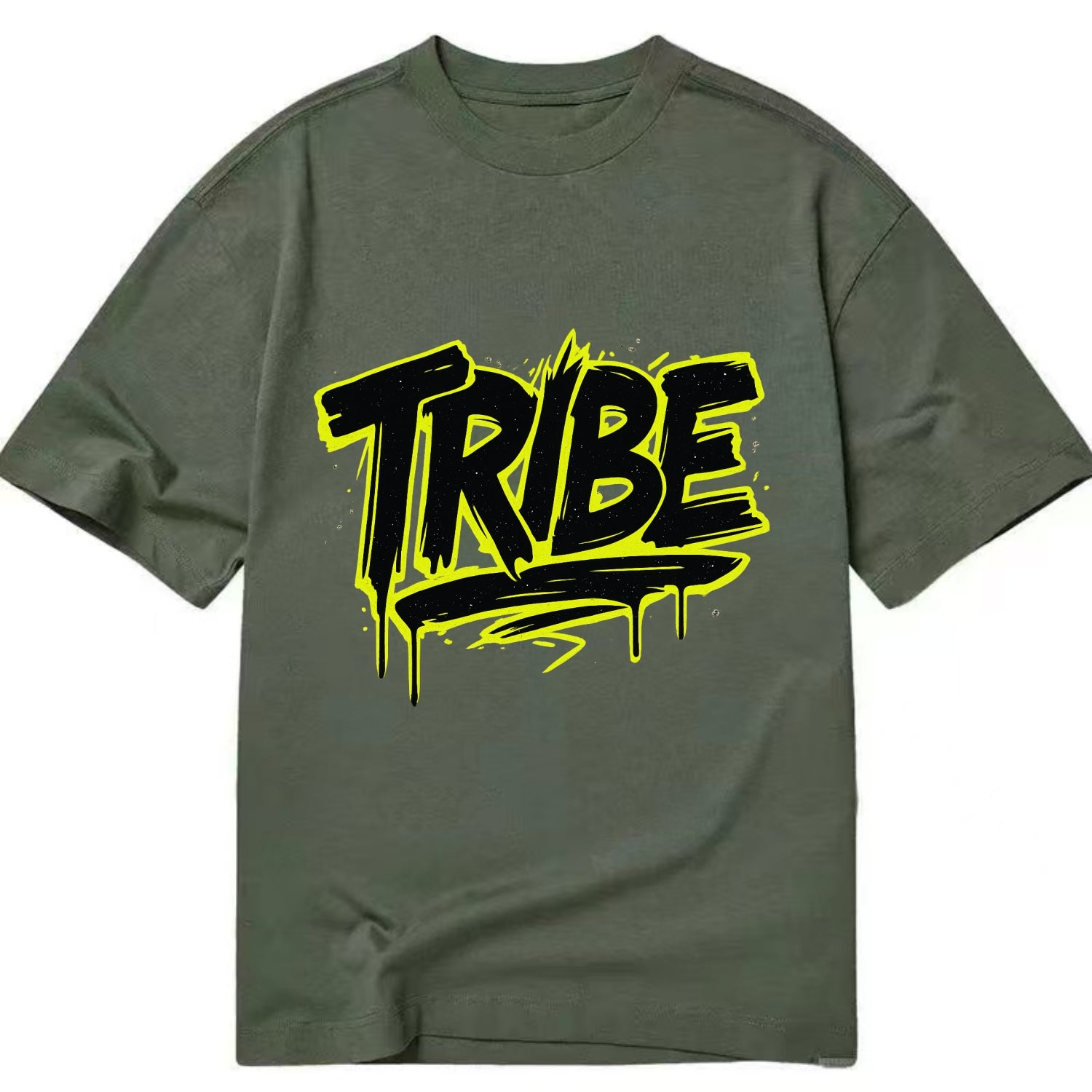 Bold typography design - "TRIBE" - your community, your group - Classic T-shirt - Army Green