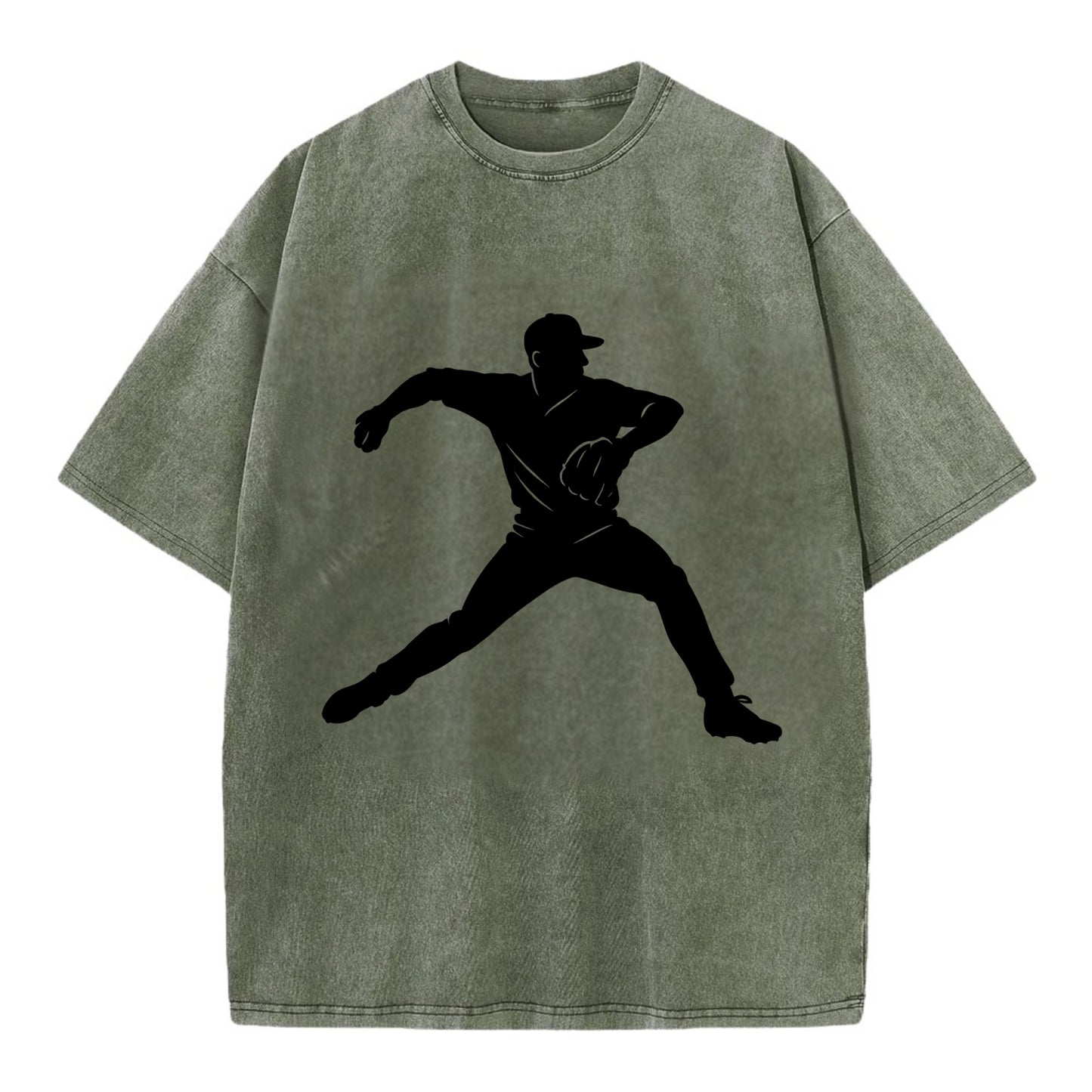 Baseball pitcher wind-up motion - Vintage T-shirt - Army Green
