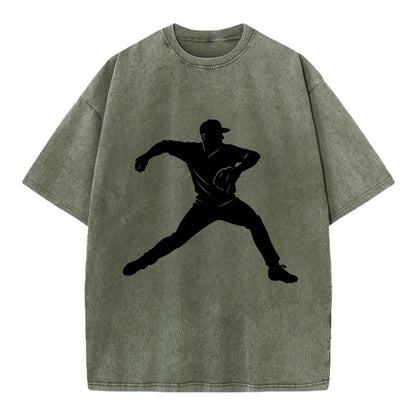 Baseball pitcher wind-up motion - Vintage T-shirt - Army Green