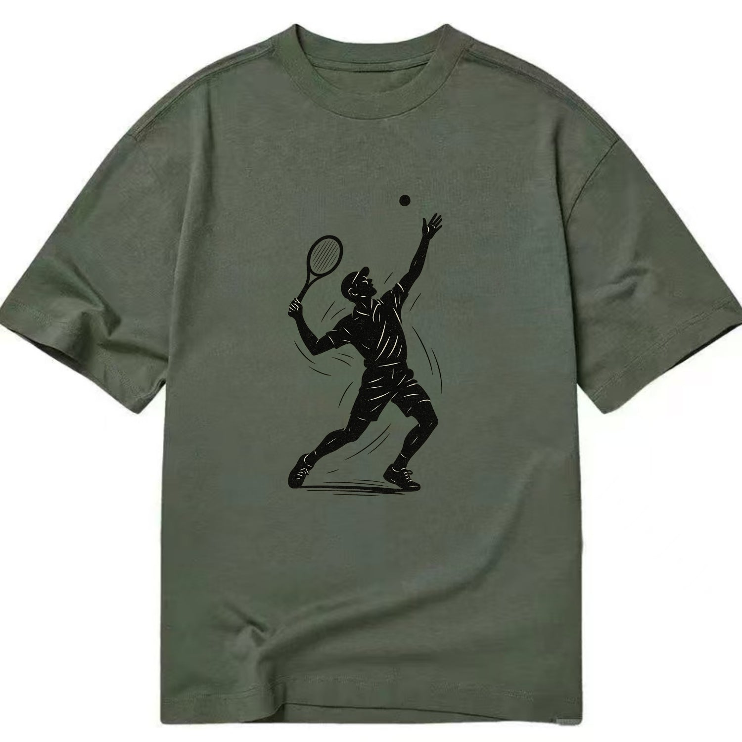 Tennis player serving with powerful form - Classic T-shirt - Army Green