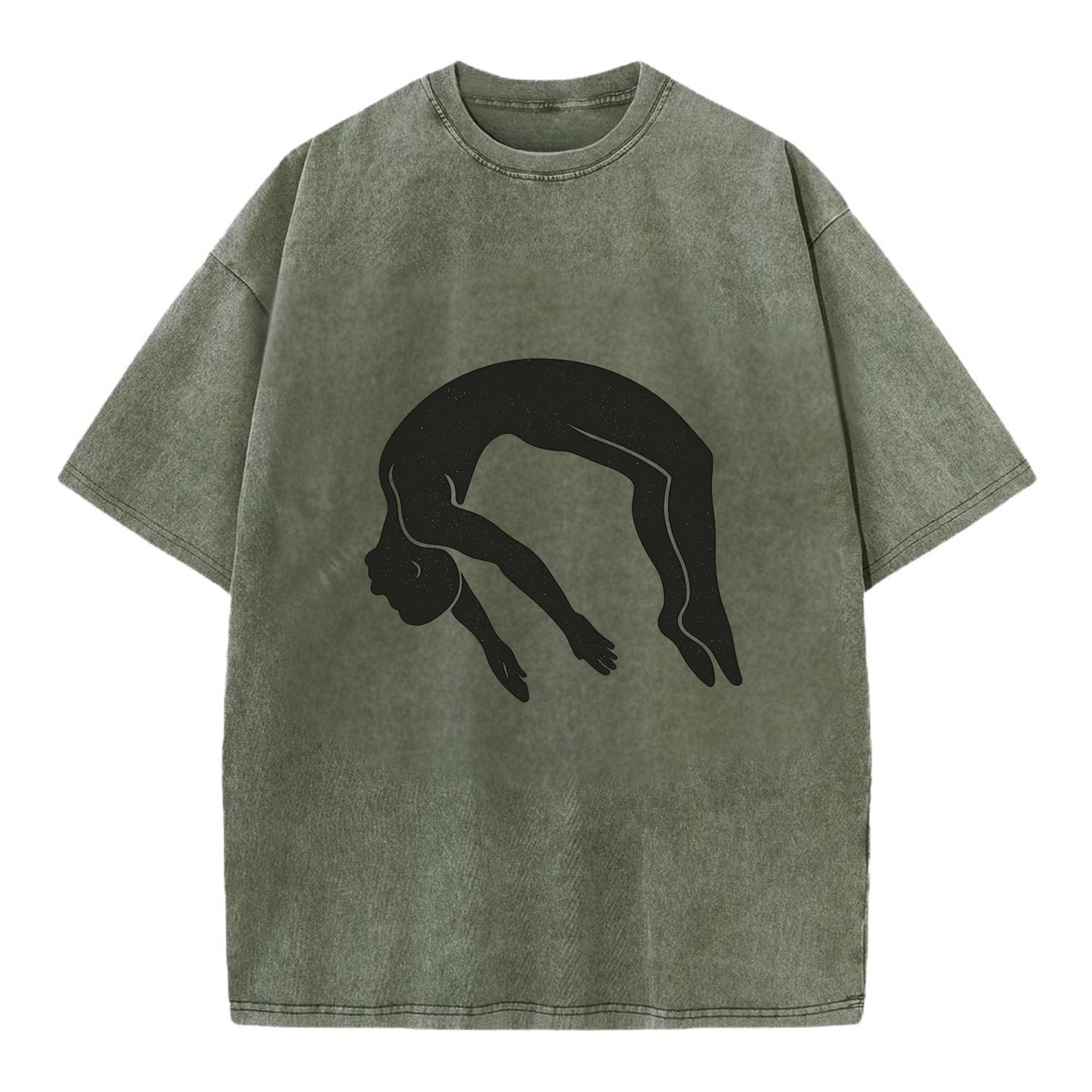 Gymnast doing a backflip - Vintage T-shirt - Army Green