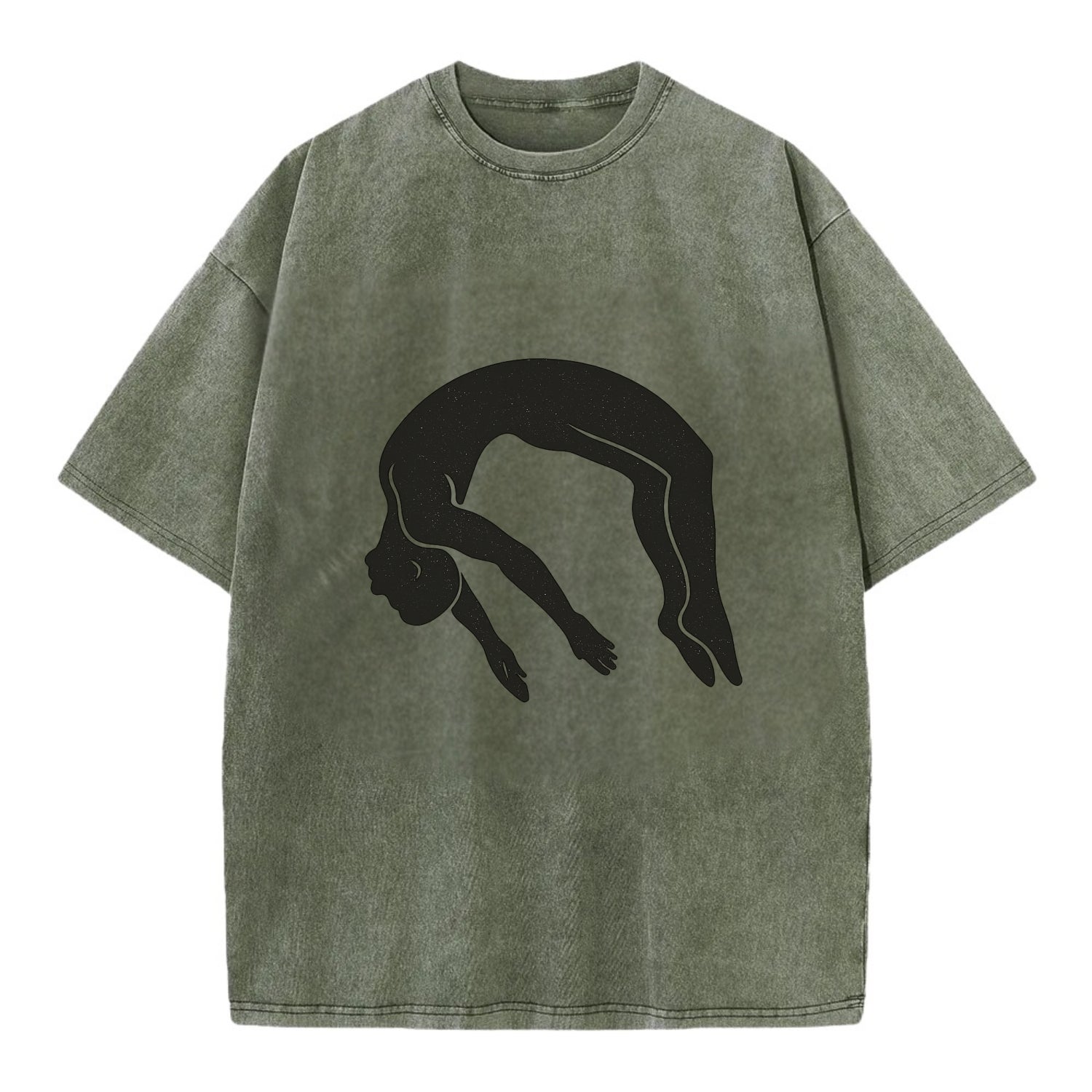 Gymnast doing a backflip - Vintage T-shirt - Army Green