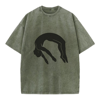 Gymnast doing a backflip - Vintage T-shirt - Army Green