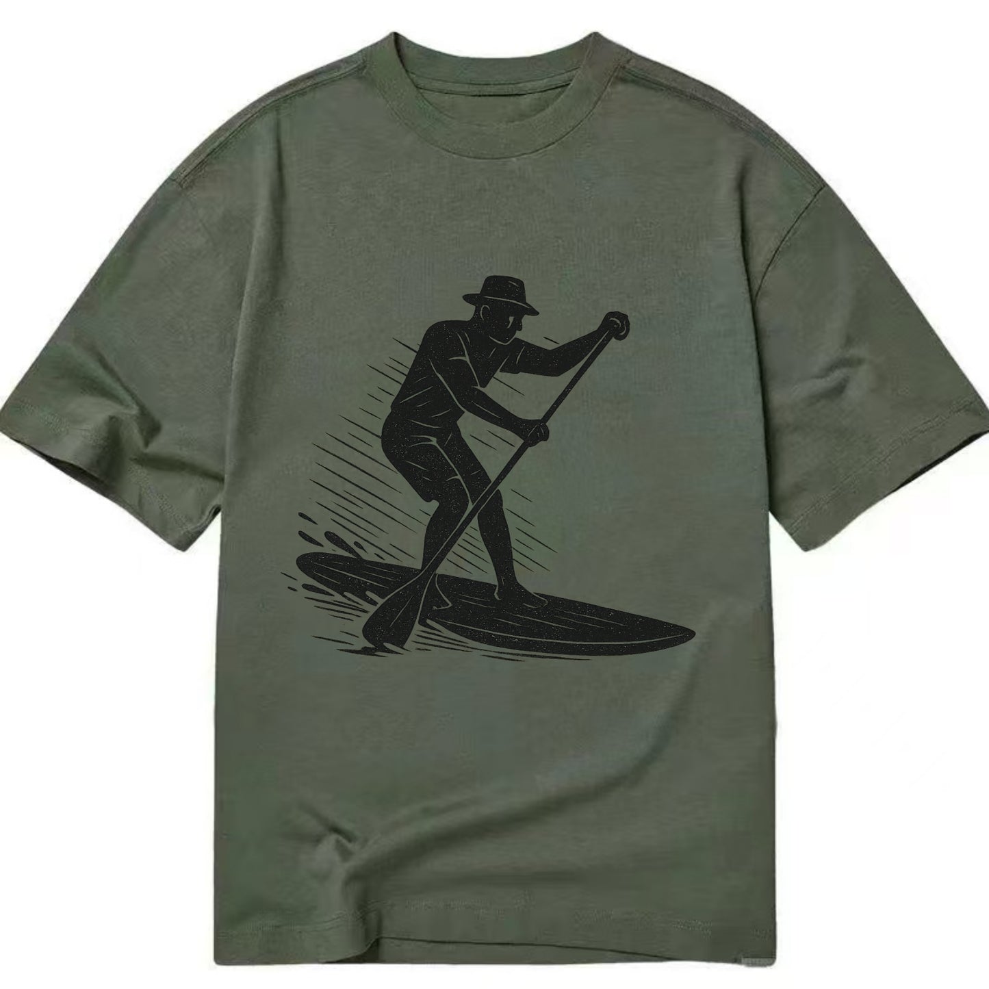Stand-up paddleboarder on calm water - Classic T-shirt - Army Green