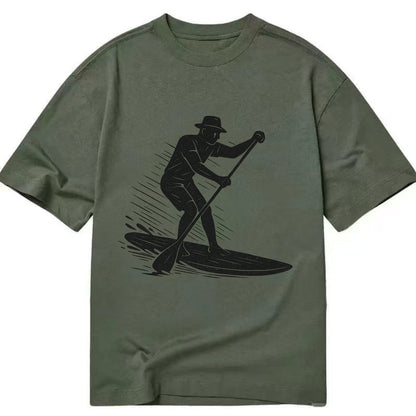 Stand-up paddleboarder on calm water - Classic T-shirt - Army Green