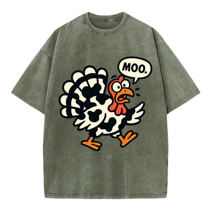 Mooing Turkey - Vintage T-shirt - Army Green