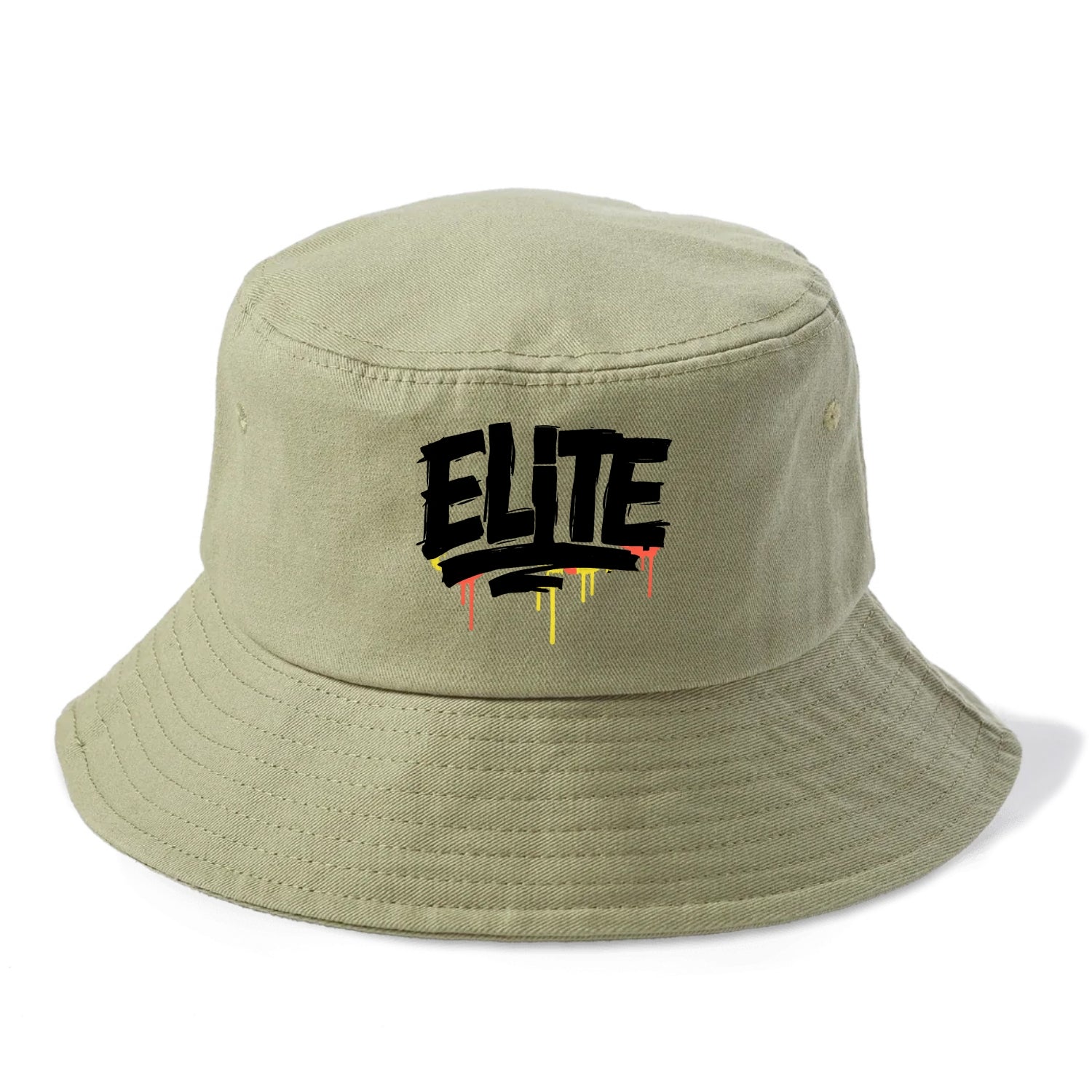 Bold typography design - "ELITE" - top tier, highest level - Bucket Hat - Army Green