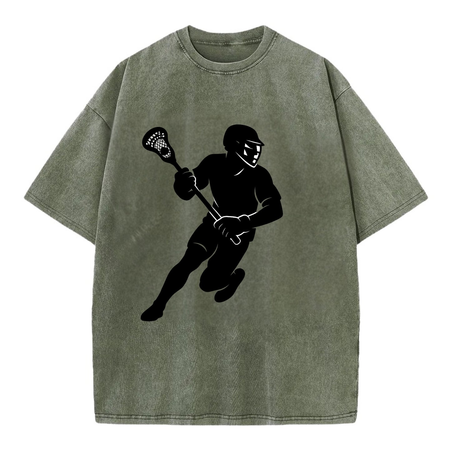 Lacrosse player cradling stick - Vintage T-shirt - Army Green