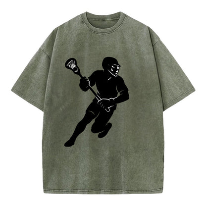 Lacrosse player cradling stick - Vintage T-shirt - Army Green