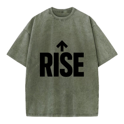 Bold typography design - "RISE" - getting up, ascending, elevating - Vintage T-shirt - Army Green