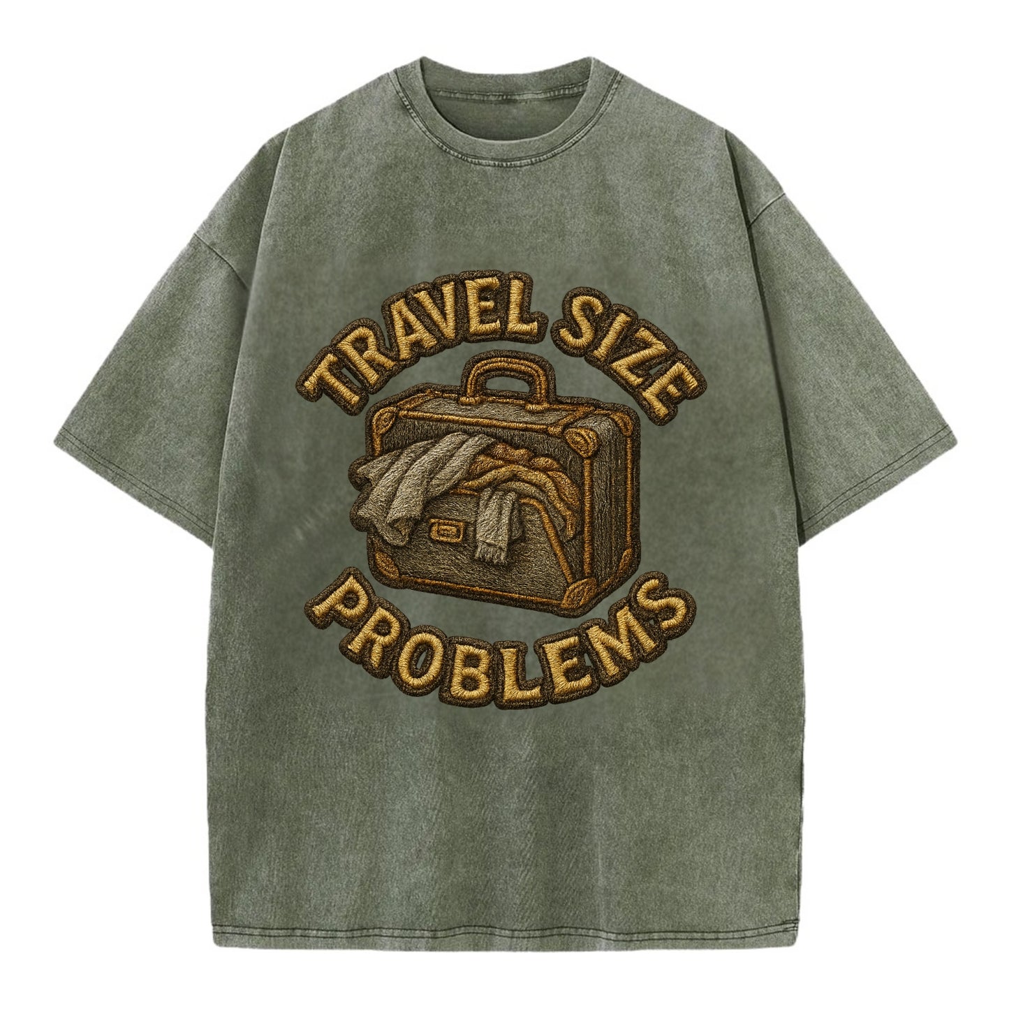 Travel Size Problems  - Vintage T-shirt - Army Green