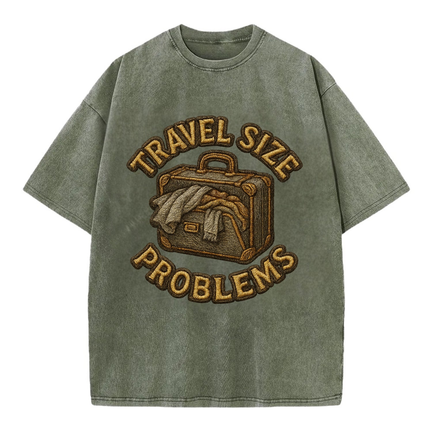 Travel Size Problems  - Vintage T-shirt - Army Green
