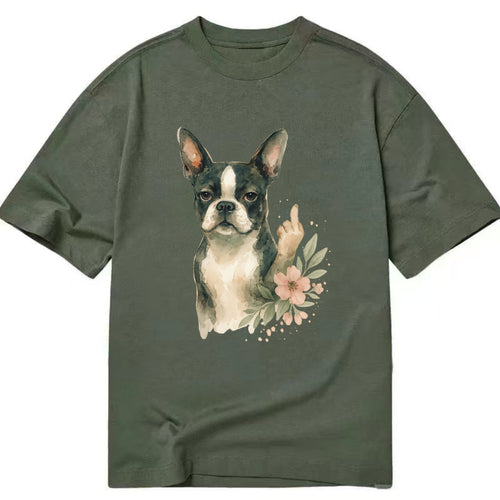 Boston Terrier with tuxedo markings, perky ears, paw up giving sass - Classic T-shirt