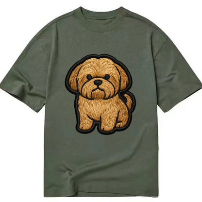 Shih Tzu - Minimalist fluffy design with - Classic T-shirt - Army Green