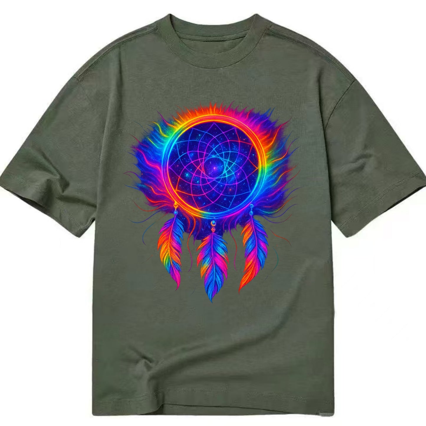 Dream Catcher Universe - Cosmic dreamcat - Classic T-shirt - Army Green