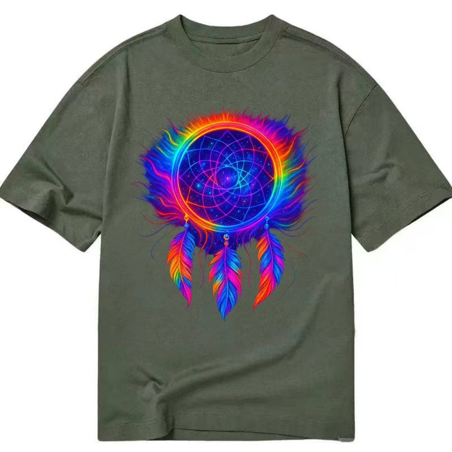 Dream Catcher Universe - Cosmic dreamcat - Classic T-shirt - Army Green