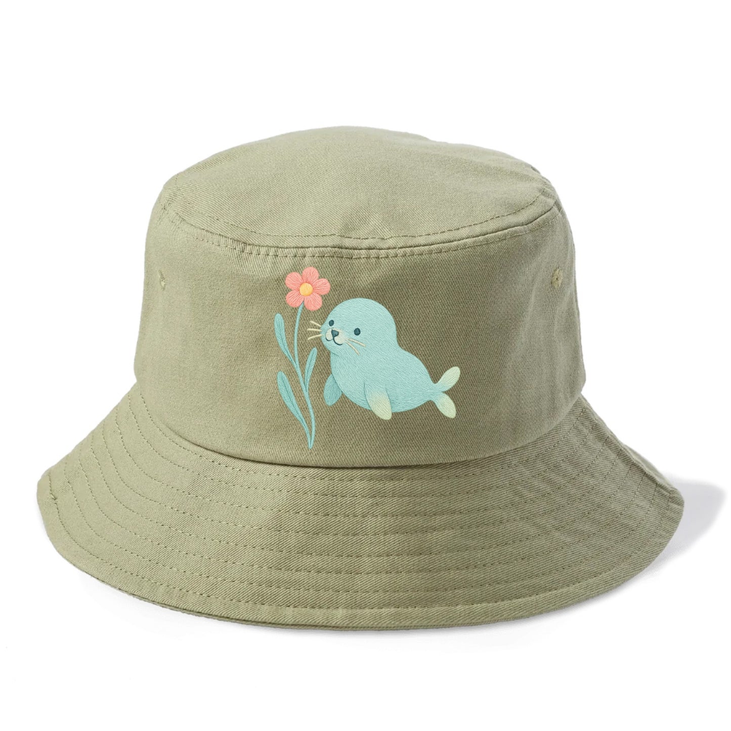 Mint Seal Pup - Bucket Hat - Army Green