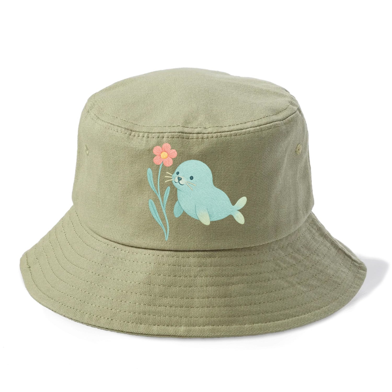 Mint Seal Pup - Bucket Hat - Army Green