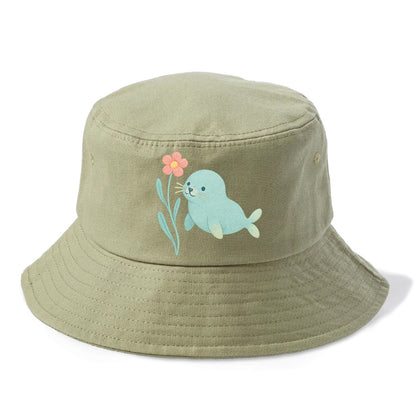 Mint Seal Pup - Bucket Hat - Army Green