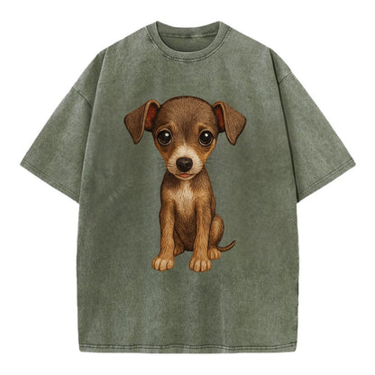 Baby Italian Greyhound Puppy - sleek tiny body, long legs, gentle eyes, - Vintage T-shirt - Army Green