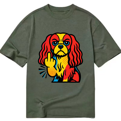 Cavalier King Charles Spaniel with long ears, regal paw giving finger - Classic T-shirt - Army Green