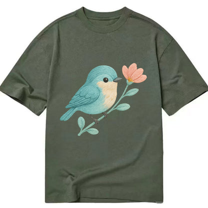 Aqua Chickadee - Classic T-shirt - Army Green