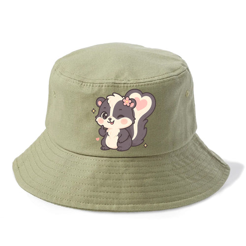 fluffy skunk with heart-shaped tail pattern, one paw up showing sass - Bucket Hat