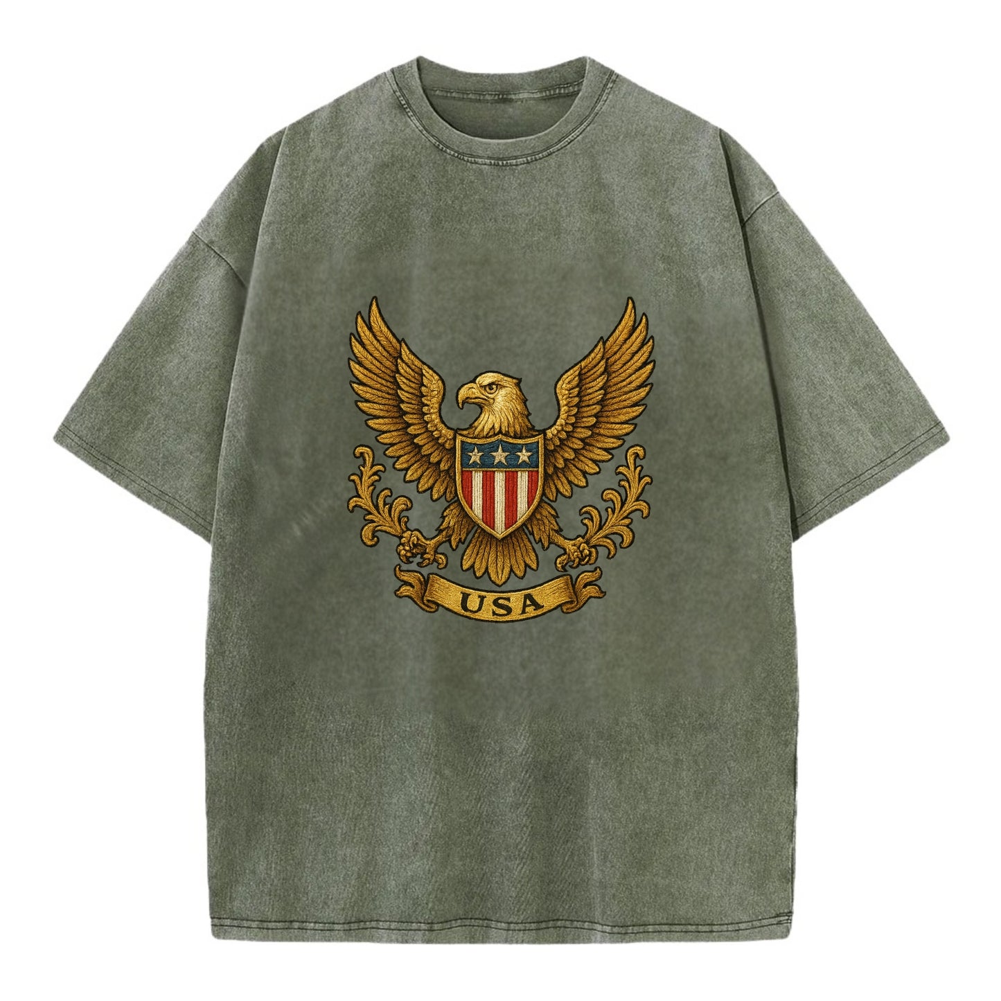 Usa Heritage Eagle 3 - Vintage T-shirt - Army Green