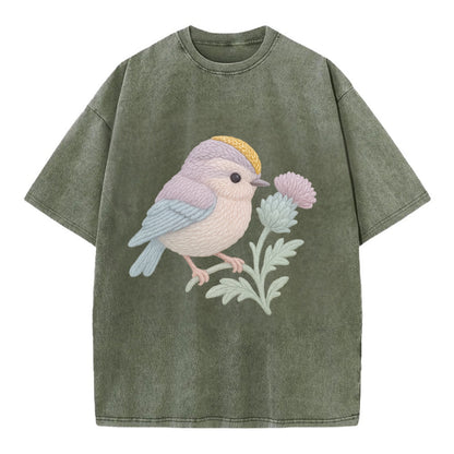 Firecrest Thistle Crown  - Vintage T-shirt - Army Green