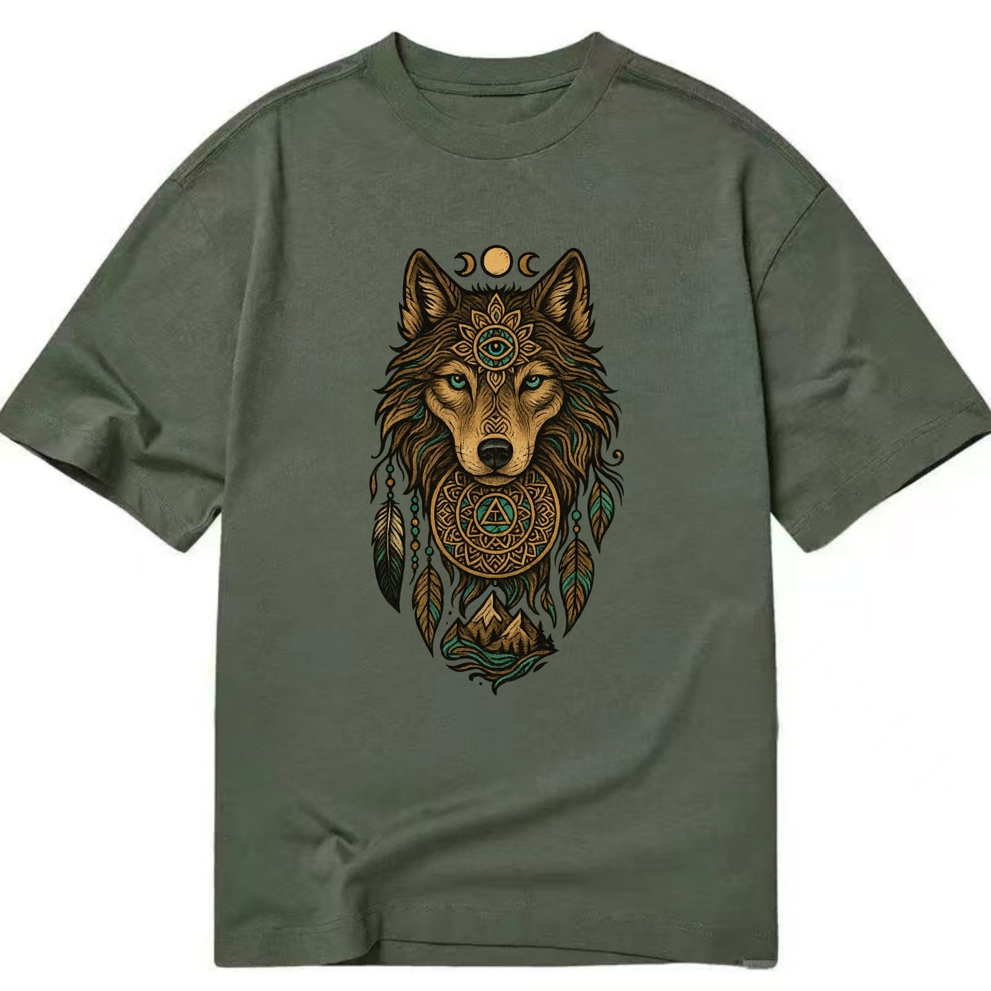 Tattoo Wolf Flash  - Classic T-shirt - Army Green