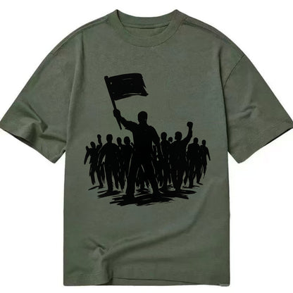 Crowd of protesters marching - solidarity movement ink painting - Classic T-shirt - Army Green