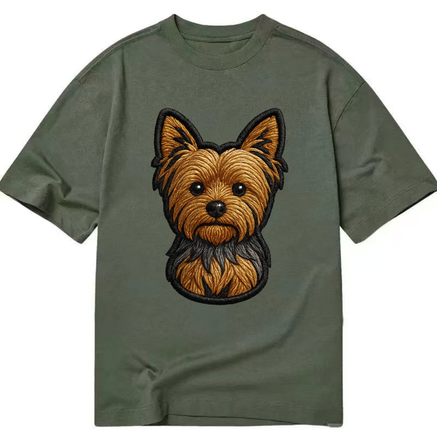 Yorkshire Terrier - Modern tiny dog logo - Classic T-shirt - Army Green