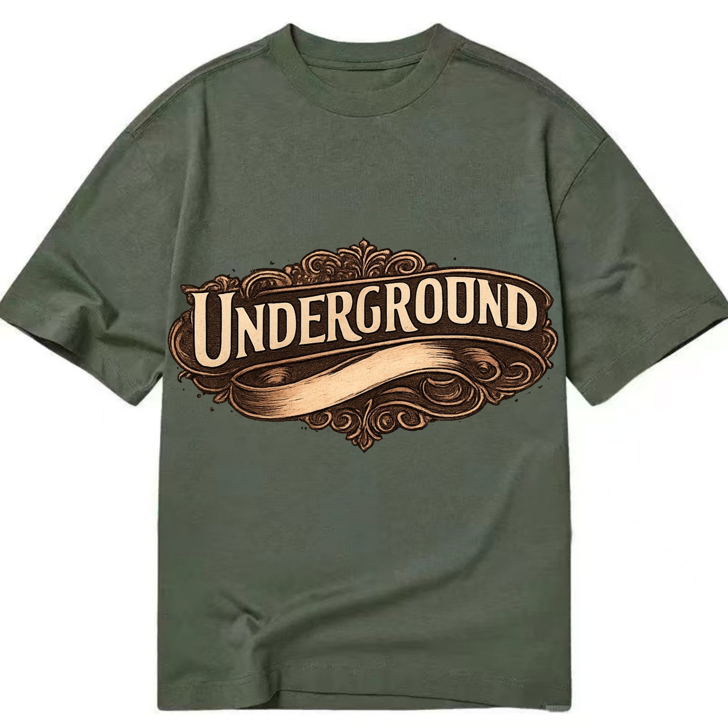 Bold typography design - "UNDERGROUND" - hidden scene, alternative - Classic T-shirt - Army Green