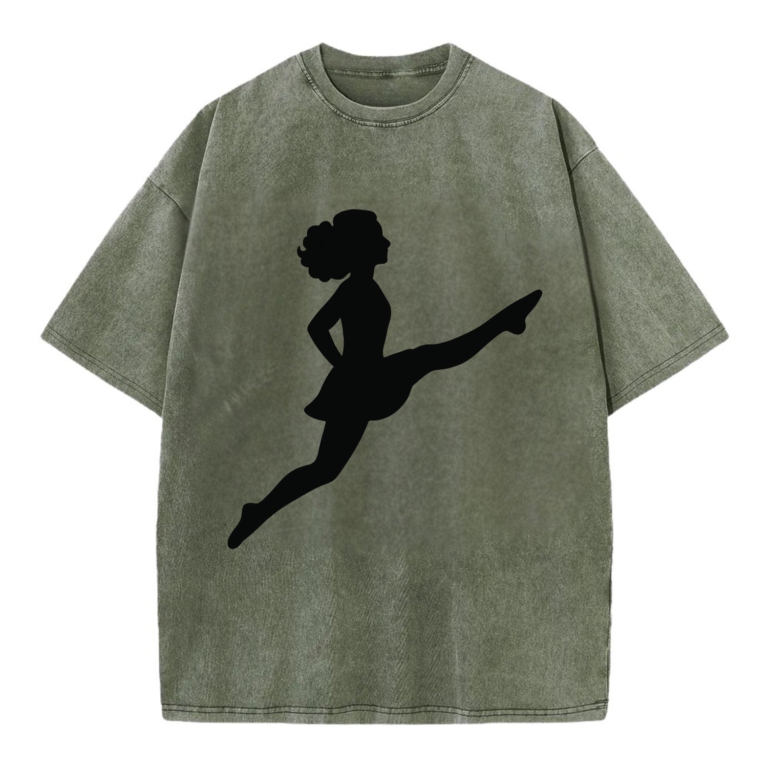 Irish step dancer Riverdance leap - Vintage T-shirt - Army Green