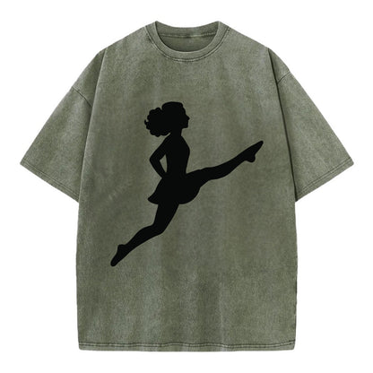 Irish step dancer Riverdance leap - Vintage T-shirt - Army Green