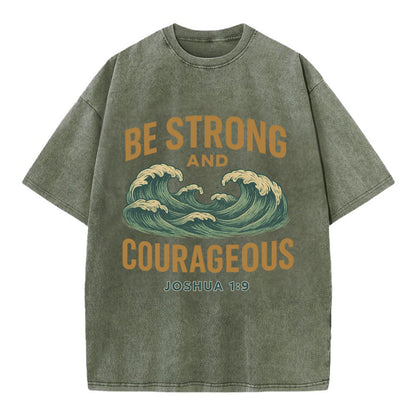 Joshua 1:9 Ocean - Vintage T-shirt - Army Green