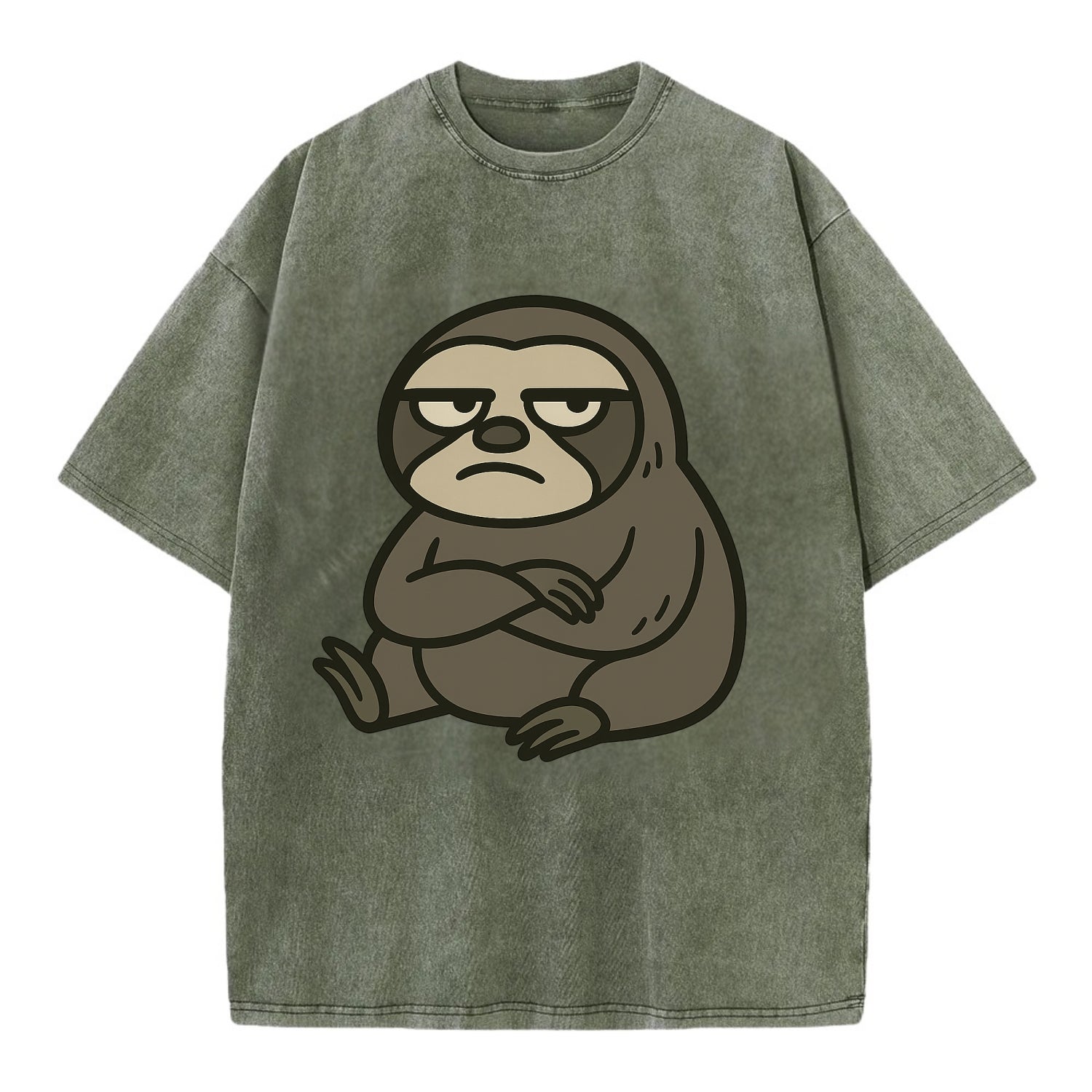 The Sloth Judging Silently - Vintage T-shirt - Army Green
