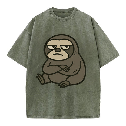 The Sloth Judging Silently - Vintage T-shirt - Army Green