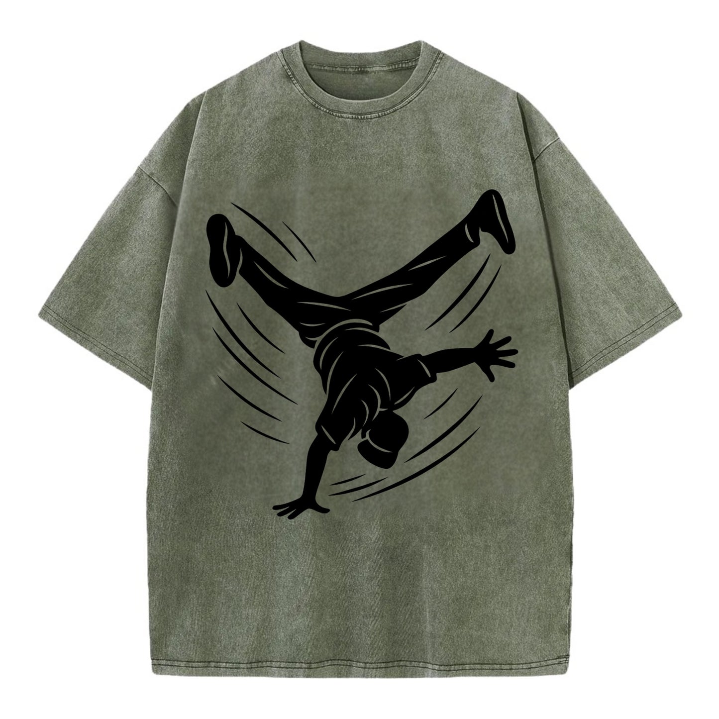 Breakdancer windmill move - Vintage T-shirt - Army Green