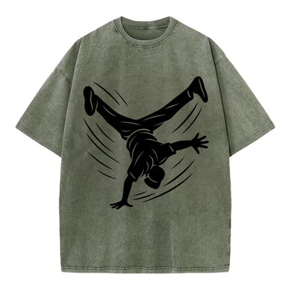 Breakdancer windmill move - Vintage T-shirt - Army Green